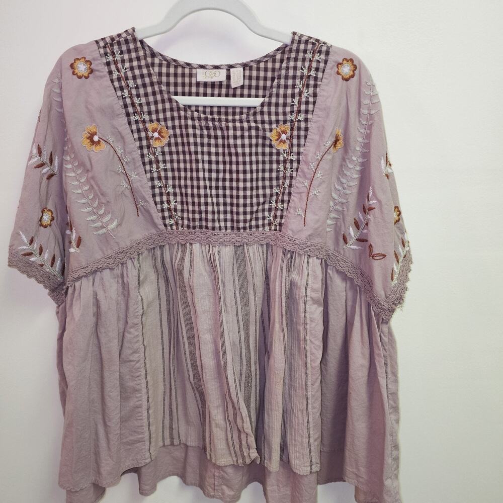 Logo Lavish Boho Festival Hi Lo Top Kimono Sleeves Oversized XS (fit up to 1X) - Picture 2 of 9